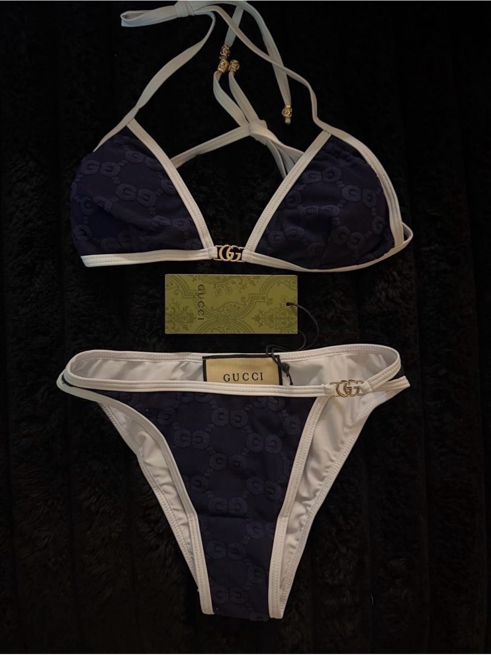 Gucci Navy and White bikini size small